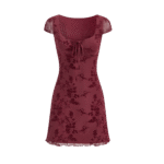 Wine Red Coquette Cap Sleeve Dress