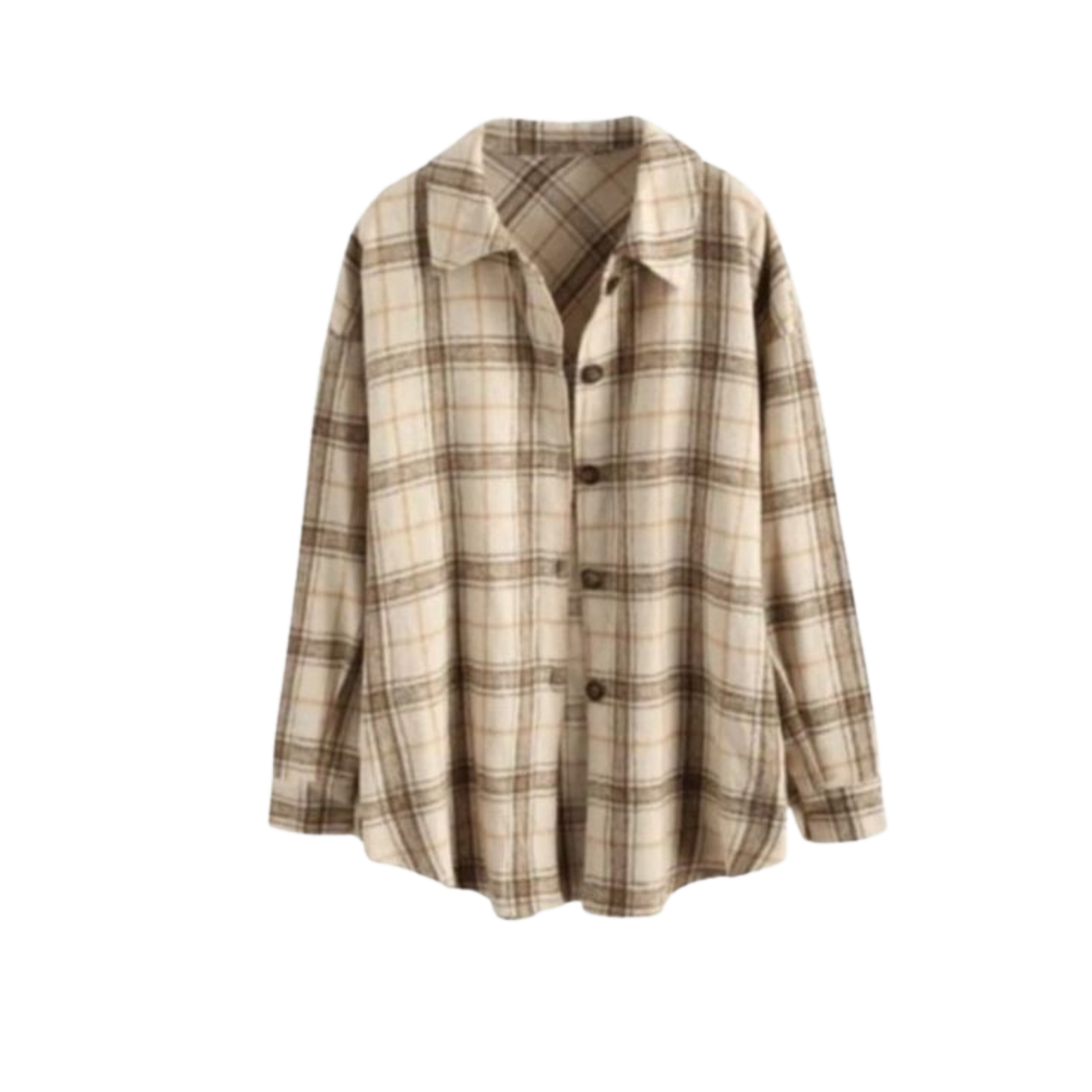 Untitled design (13) Latte Check Boyfriend Fit Shacket - Image 1