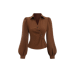 The Vintage Brown Wrap-Style Top