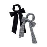 Black & White Gingham Scrunchie with Long Tails
