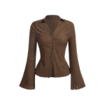 90s Vintage Plisse Texture Bell Sleeve Top