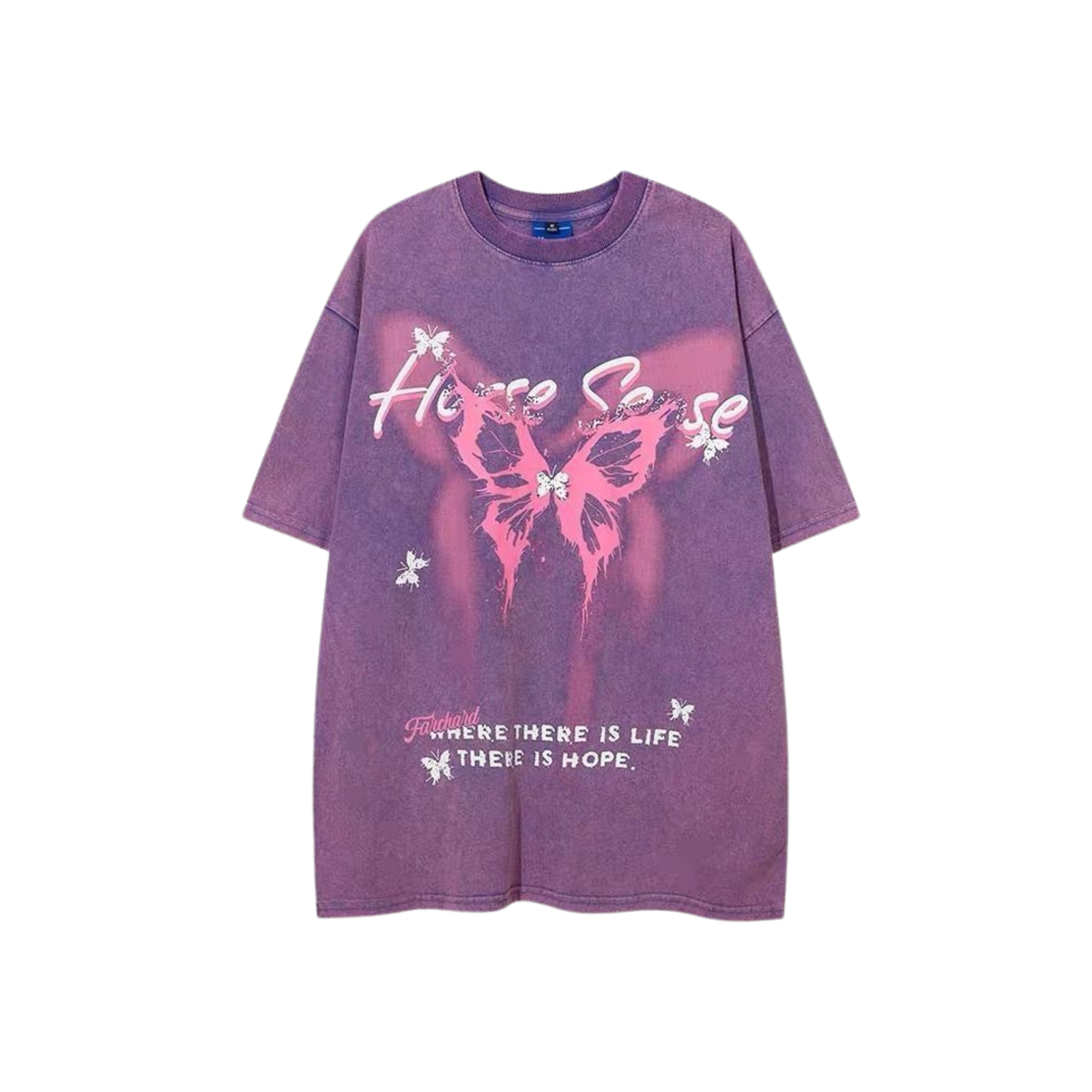 Untitled design (43) Vintage Wash Purple Streetwear Butterfly Shir - Image 1