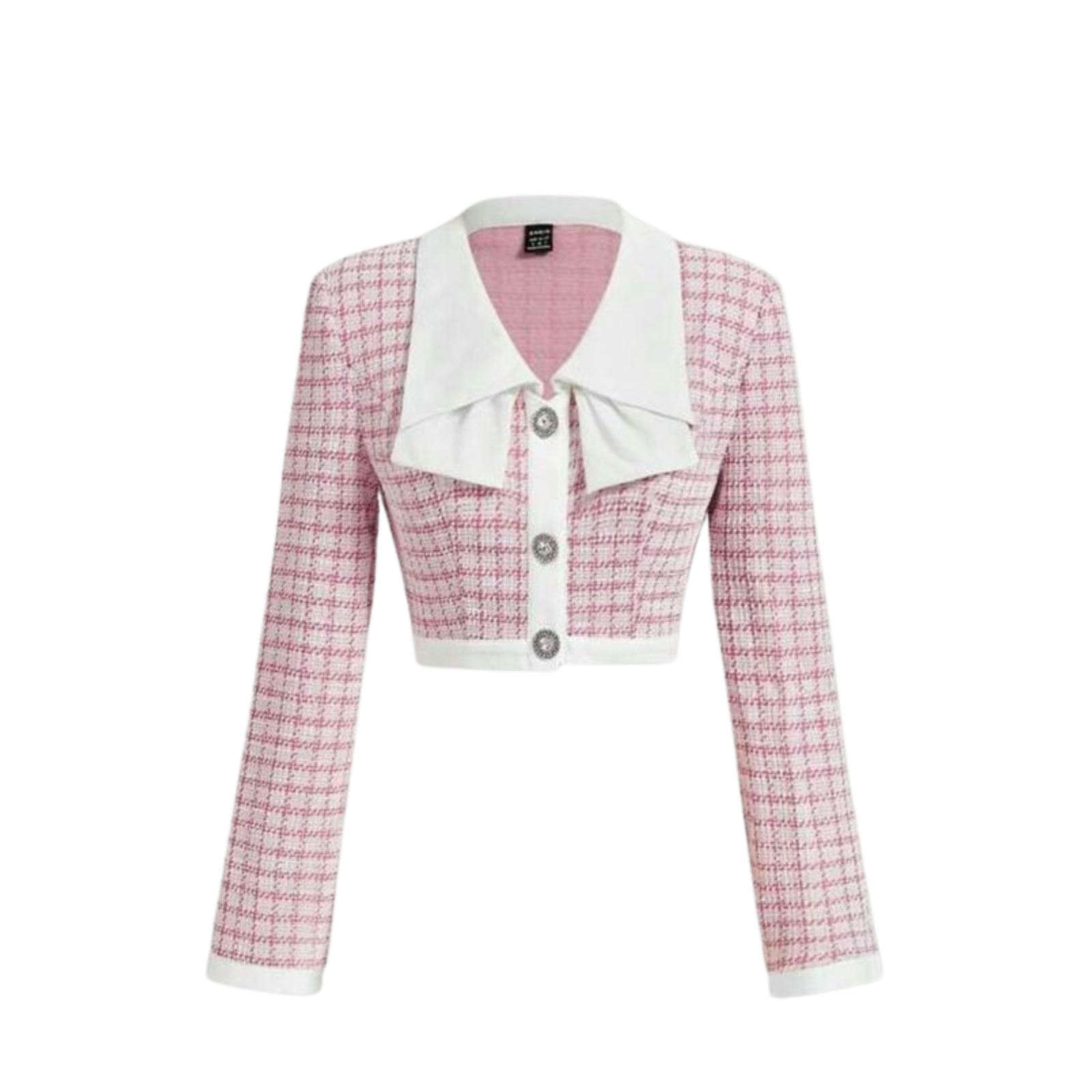 Untitled design (5) The Cher Pink Tweed Crop - Image 1