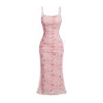 Blush Floral Spaghetti Strap Bodycon Gown