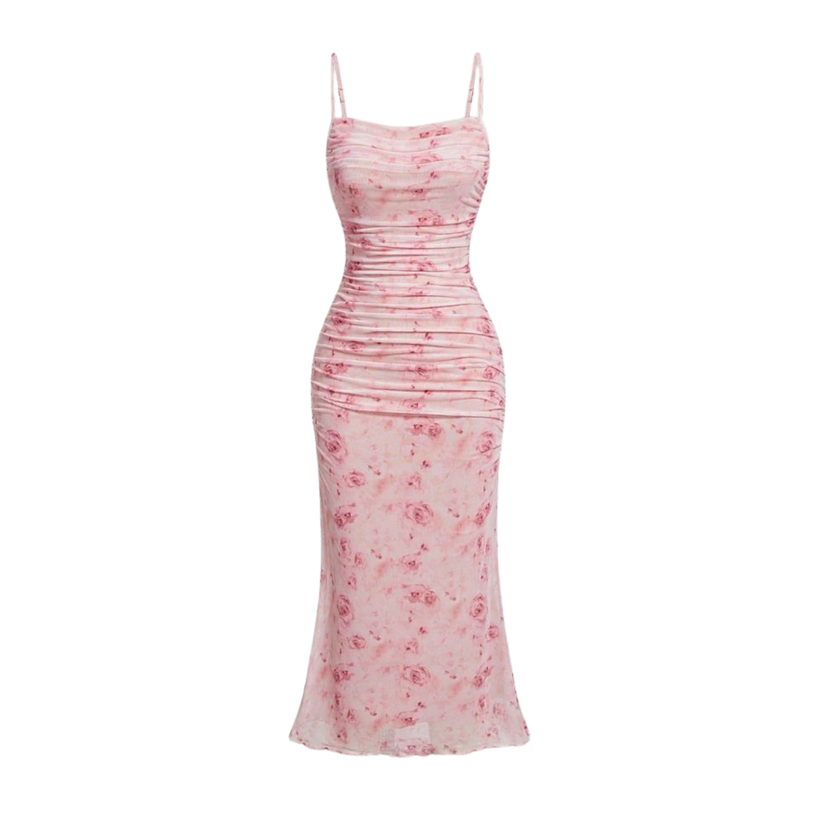 Untitled design (5) Blush Floral Spaghetti Strap Bodycon Gown - Image 1